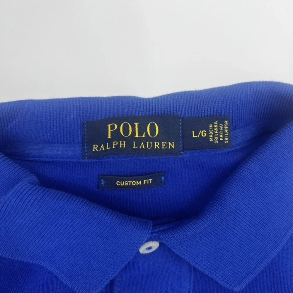 Polo Ralph Lauren Men's Large Royal Blue Custom Fit Short Sleeve Polo Shirt